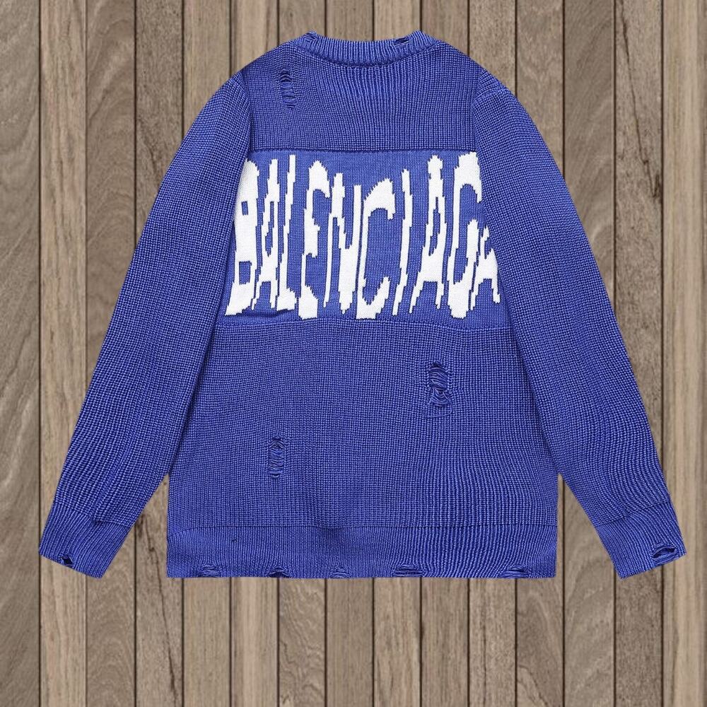 Balenciaga Crew Neck Sweater Blue